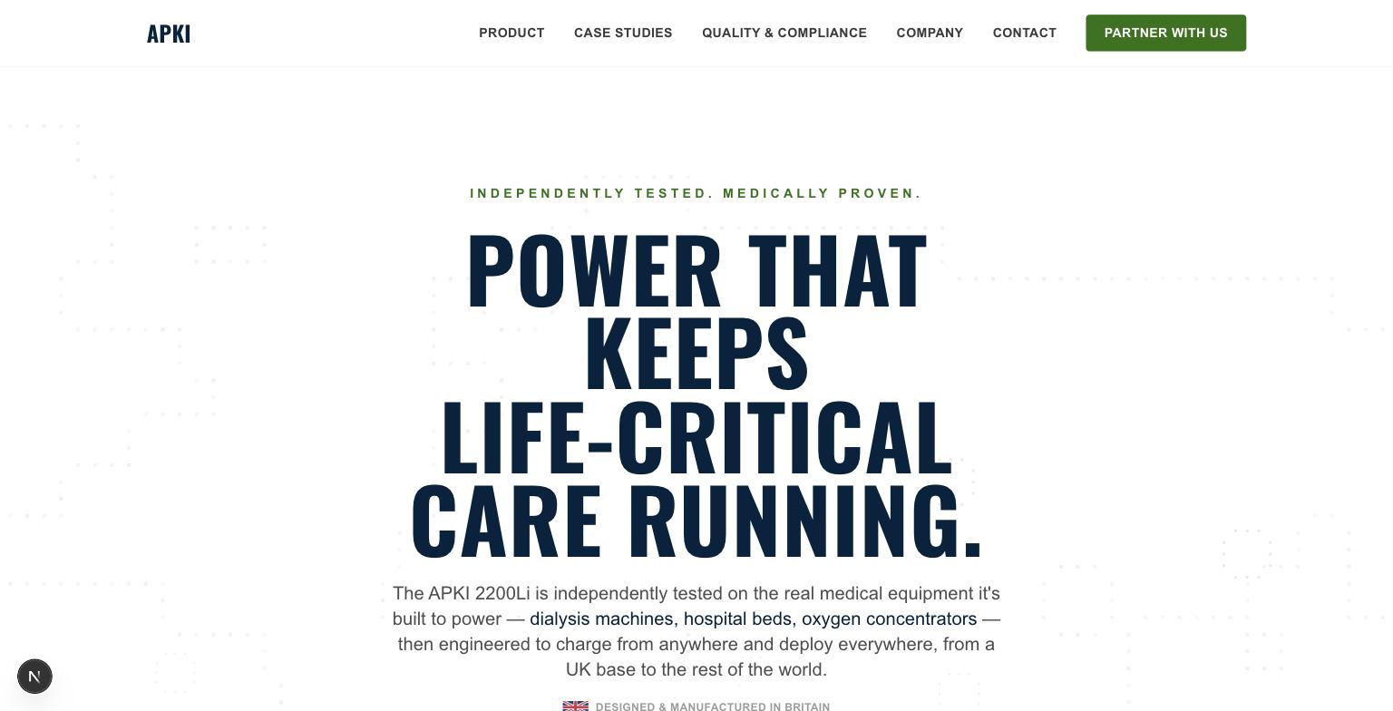 APKI Technologies — home page hero